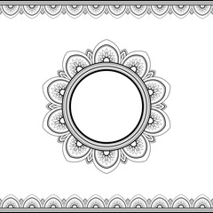 Ethnic ornament for greeting card, Henna drawing and tattoo template. Vector illustration