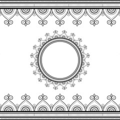 Ethnic ornament for greeting card, Henna drawing and tattoo template. Vector illustration