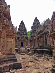 Ruins of Angkor, temple of Banteay Srei, stone pyramid, Angkor Wat, Cambodia