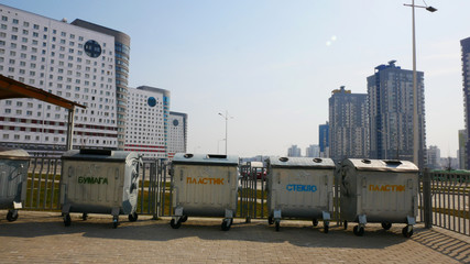 garbage containers separate collection in the city