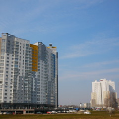 Fototapeta na wymiar city landscape tall apartment buildings