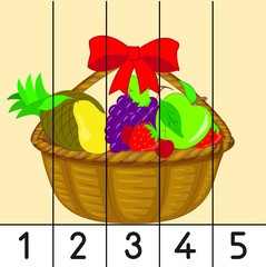 educational puzzle game for kids, Learning numbers. Cut play. Education developing worksheet. 