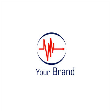 A health logo with illustrations of your heart rate for your business, hospital and laboratory needs