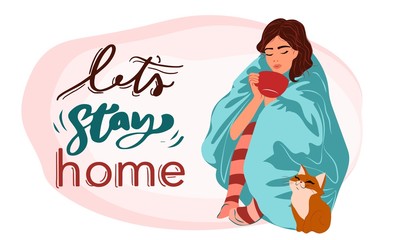 Corona virus (covid 19) campaign to stay at home. lifestyle activity that you can do at home to stay healthy. Flat design vector