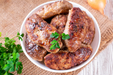 Cutlets. Fried cutlets on plate