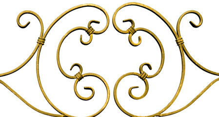 Wrought iron ornamental grate for the fireplace. Decorative detail of metal lattice for interior....