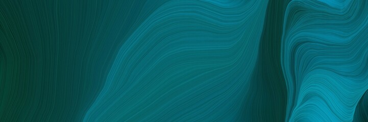 smooth futuristic banner with waves. contemporary waves illustration with teal green, very dark blue and dark cyan color