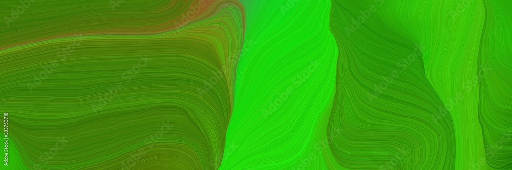 Poster smooth landscape orientation graphic with waves. modern waves background design with forest green, l