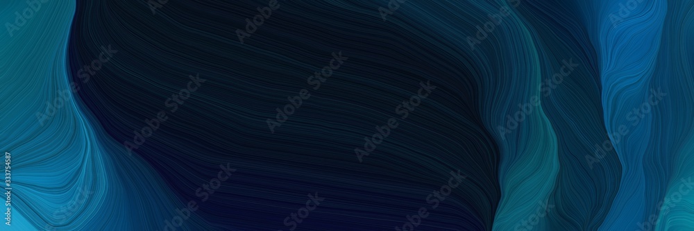 Poster elegant landscape orientation graphic with waves. smooth swirl waves background design with very dark blue, teal and teal green color