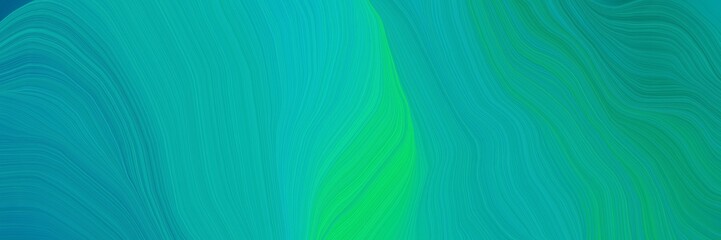 smooth beautiful futuristic banner with light sea green, medium spring green and dark cyan color. modern curvy waves background illustration