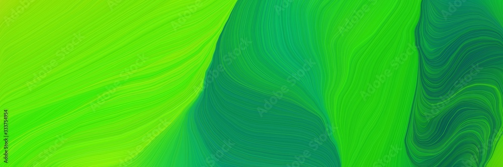 Poster elegant landscape banner with waves. modern soft swirl waves background design with lime green, teal