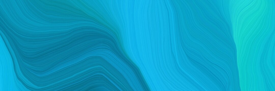 smooth futuristic banner with waves. curvy background illustration with dark turquoise, dark cyan and bright turquoise color © Eigens