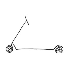 doodle scooter on a white background in isolation.Vector hand drawn illustration