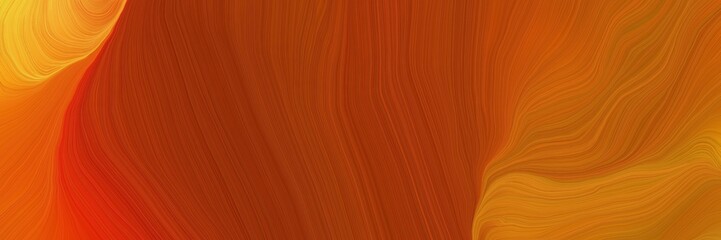 smooth dynamic futuristic banner. elegant curvy swirl waves background design with saddle brown, dark golden rod and vivid orange color