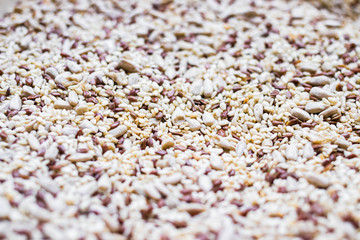 Mix of different roasted seeds - sesame, flax seeds.