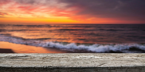 Old empty wooden table background