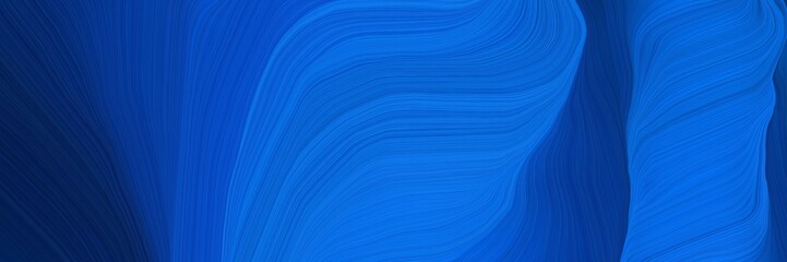 elegant creative banner with strong blue, midnight blue and dodger blue color. modern curvy waves background design