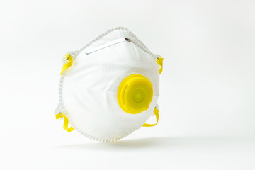 Coronavirus disease COVID-19 medical virus protection. Medic safety filter mask on white background. Dangerous asian ncov corona virus, dna, pandemic risk background design