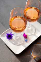 French rose wine from Provence in two glasses in sunny day