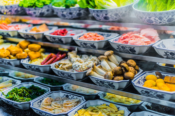 Food ingredients and dishes sold in a singapore restaurant