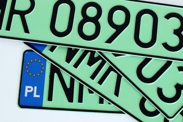 Fototapeta Polska tablica rejestracyjna, zielona, ekologiczna - samochody elektryczne obraz