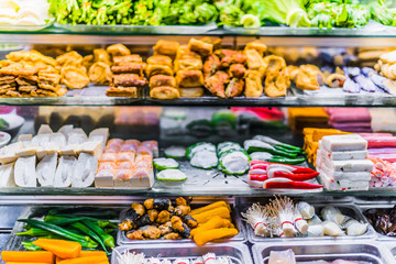 Food ingredients and dishes sold in a singapore restaurant