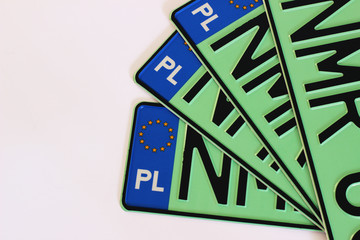 Fototapeta Polska tablica rejestracyjna, zielona, ekologiczna - samochody elektryczne obraz