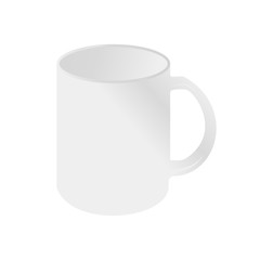 Realistic white cup isolated on white background. Vector template for Mock Up. Vector illustration
