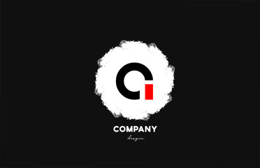 A black red white alphabet letter logo icon with grunge design for company and business