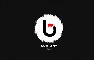 B black red white alphabet letter logo icon with grunge design for company and business