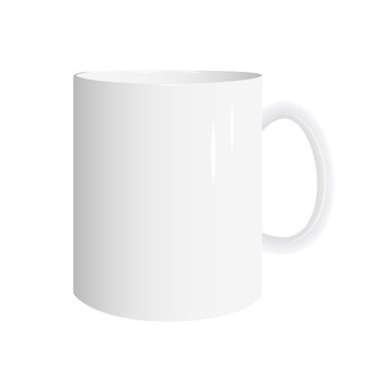 Realistic white cup isolated on white background. Vector template for Mock Up. Vector illustration
