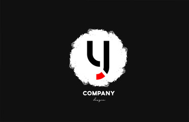 Obraz premium Y black red white alphabet letter logo icon with grunge design for company and business