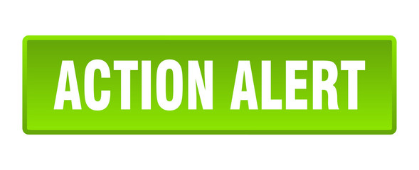 action alert button. action alert square green push button