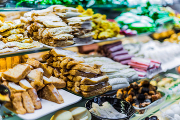 Food ingredients and dishes sold in a singapore restaurant