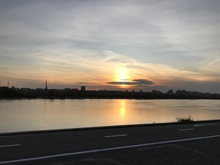 sunset over the river Irtysh