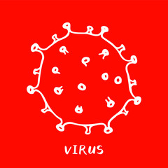 Virus or bacteria hand drawn icon. Coronavirus symbol. Simple doodle isolated illustration. Vector