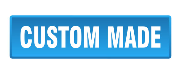 custom made button. custom made square blue push button
