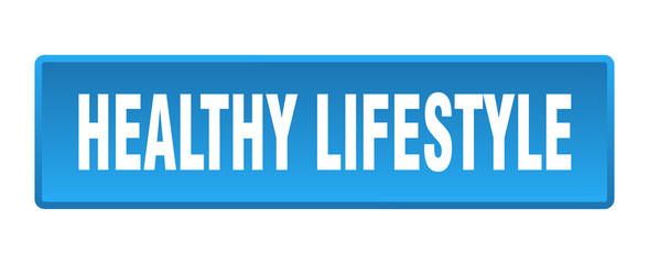 healthy lifestyle button. healthy lifestyle square blue push button