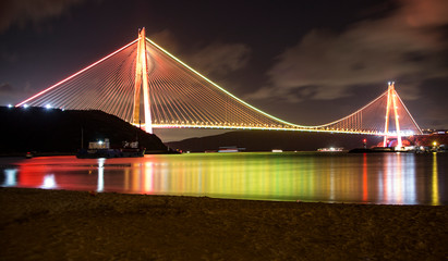 Fototapeta na wymiar third bridge or yavuz sultan selim bridge at Night