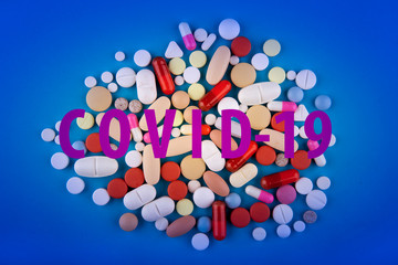 Pills against the virus Coronavirus or COVID-19 concept. Medical concept of Virus Pandemic Protection, Coronavirus COVID-19