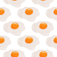 Fried eggs seamless pattern. Food background. Morning meal.