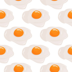 Fried eggs seamless pattern. Food background. Morning meal.