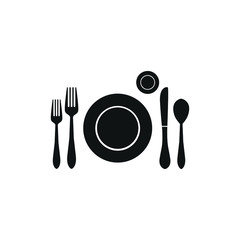 Fork, knife, spoon and plate, restaurant icon