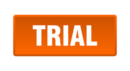 trial button. trial square orange push button