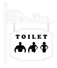A sign for the toilet, both male and female as Gender