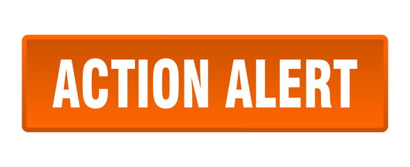 action alert button. action alert square orange push button