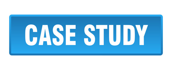 case study button. case study square blue push button