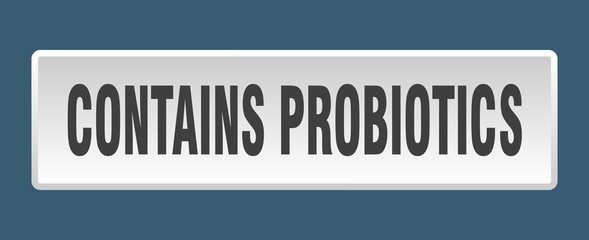 contains probiotics button. contains probiotics square white push button