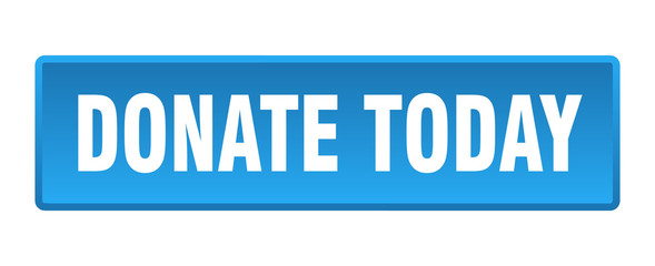 donate today button. donate today square blue push button