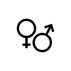 Gender, sex symbol or symbols of men and women icon logo flat in black on isolated white background. EPS 10 vector